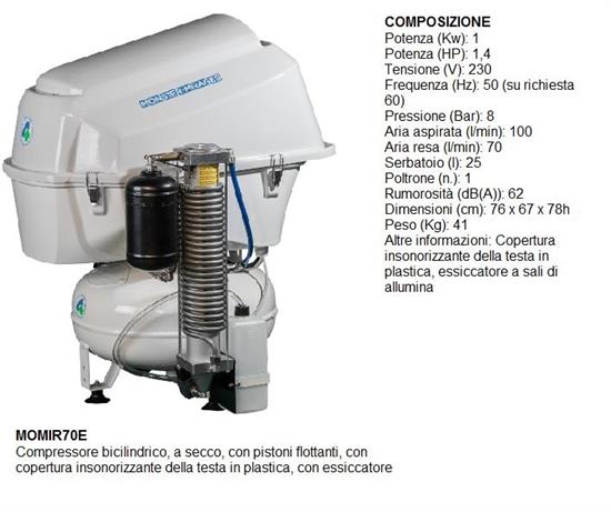 MOMIR 70 + ESSICCATORE - 1 POSTO + COP.TESTATA IN PLASTICA