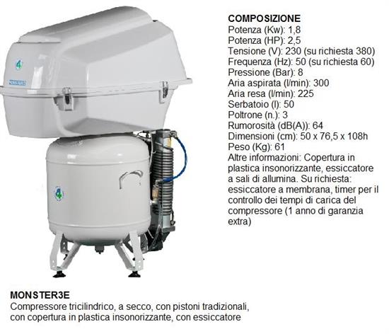 MONSTER 3 + ESSICCATORE - 3/4 POSTI +COP.TESTATA IN PLASTICA
