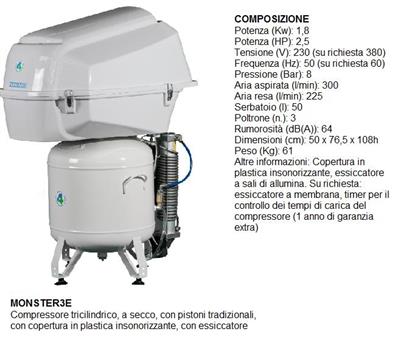 MONSTER 3 + ESSICCATORE - 3/4 POSTI +COP.TESTATA IN PLASTICA